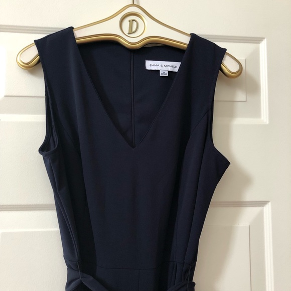 NWOT - Emma & Michele Jumpsuit In Navy w/Fabric Tie - Size 14 - Picture 4 of 7